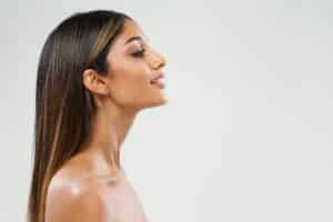 Side profile of woman with chin augmentation in Salt Lake City, UT
