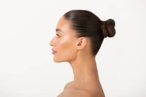Side profile of woman's face after rhinoplasty in Salt Lake City, UT